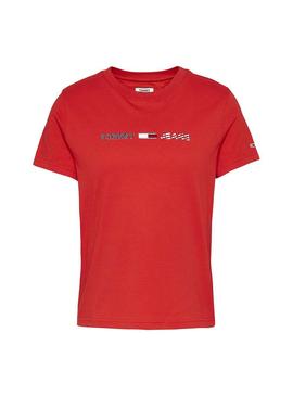 Camiseta Tommy Jeans Americana Rojo para Mujer