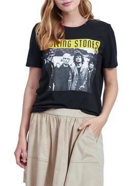 Camiseta Vila Rolling Stones Negro para Mujer