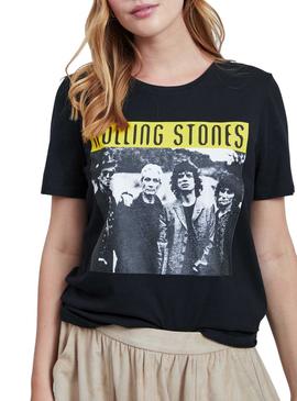 Camiseta Vila Rolling Stones Negro para Mujer