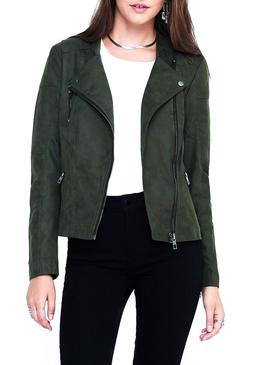 Cazadora Only Lava Biker Verde para Mujer