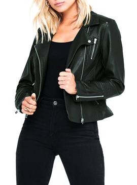 Cazadora Only Gemma Biker Verde para Mujer