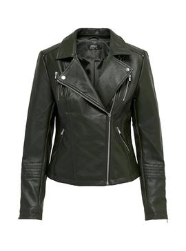 Cazadora Only Gemma Biker Verde para Mujer