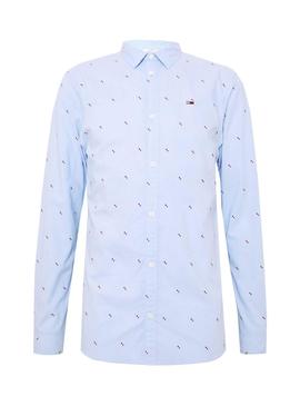 Camisa Tommy Jeans Novel Dobby Azul para Hombre