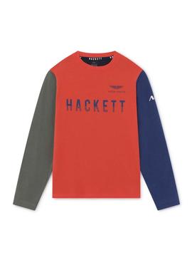 Camiseta Hackett Amr Color Block Rojo para Niño