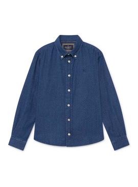 Camisa Hackett Printed Denim Azul para Niño