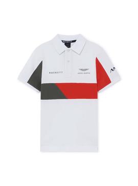 Polo Hackett Aston Martin Split Blanco para Niño