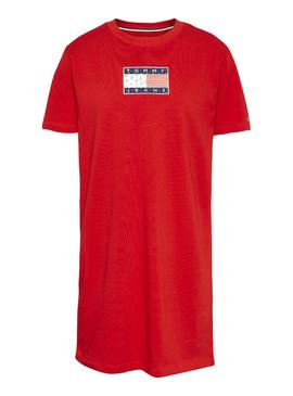 Vestido Camiseta Tommy Jeans Logo Rojo Para Mujer