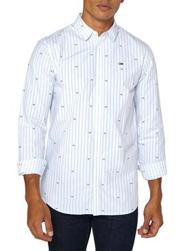 Camisa Tommy Jeans Flag Dobby Para Hombre