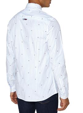 Camisa Tommy Jeans Flag Dobby Para Hombre