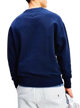 Sudadera Tommy Jeans Small Flag Marino Para Hombre