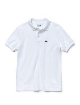 Polo Lacoste Básico Blanco Para Niño