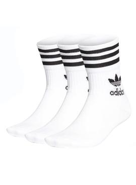 Calcetines Adidas Mid Cut Blanco Mujer y Hombre