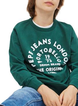 Sudadera Pepe Jeans Luke Verde Para Niño