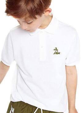 Polo Lacoste Palm Blanco Niño