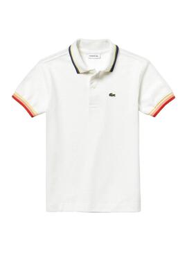 Polo Lacoste Rainbow Blanco Niño