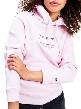 Sudadera Tommy Jeans Outline Rosa para Mujer