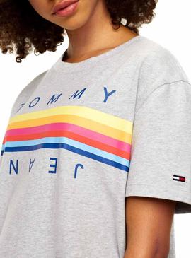 Vestido Tommy Jeans Graphic Tee Gris Mujer