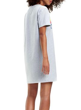 Vestido Tommy Jeans Graphic Tee Gris Mujer