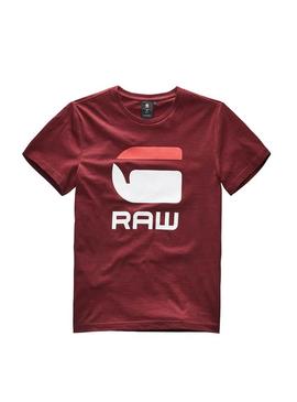 Camiseta G Star Raw Logo Burdeos para Niño