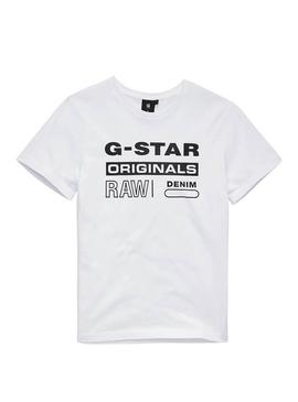 Camiseta G Star Raw Originals Blanco para Niño