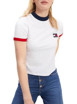 Camiseta Tommy Jeans Ringer Blanco para Mujer