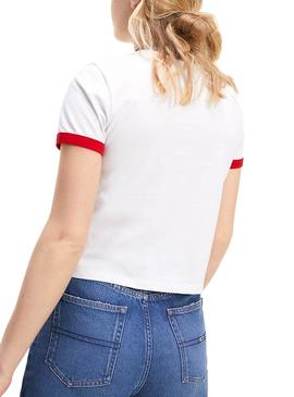 Camiseta Tommy Jeans Ringer Blanco para Mujer