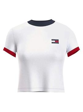 Camiseta Tommy Jeans Ringer Blanco para Mujer