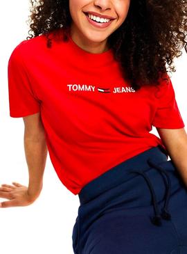 Camiseta Tommy Jeans Logo Rojo para Mujer