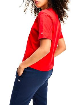 Camiseta Tommy Jeans Logo Rojo para Mujer