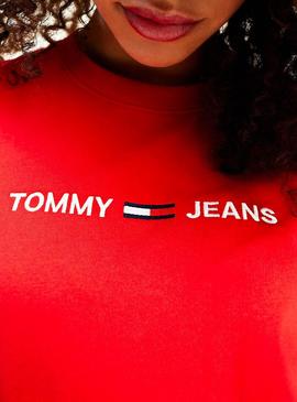 Camiseta Tommy Jeans Logo Rojo para Mujer