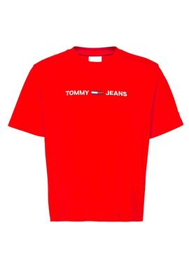 Camiseta Tommy Jeans Logo Rojo para Mujer
