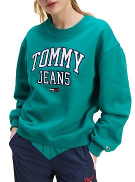 Sudadera Tommy Jeans Collegiate Verde para Mujer