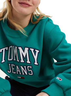 Sudadera Tommy Jeans Collegiate Verde para Mujer