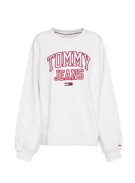 Sudadera Tommy Jeans Collegiate Gris para Mujer