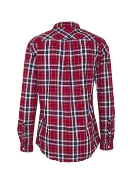 Camisa Tommy Jeans Faded Checks Rojo para Hombre