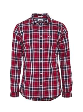 Camisa Tommy Jeans Faded Checks Rojo para Hombre