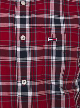 Camisa Tommy Jeans Faded Checks Rojo para Hombre