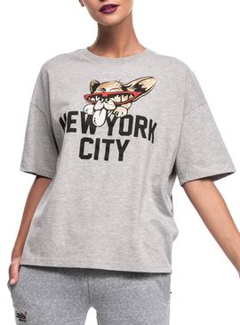 Camiseta Superdry New York Gris para Mujer