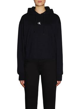 Sudadera Calvin Klein Jeans Cropped Negro Mujer