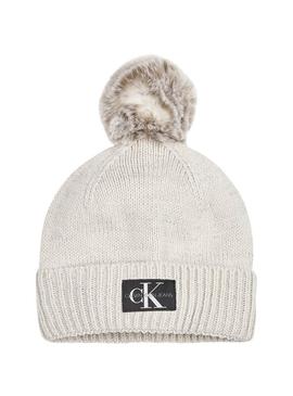 Gorro Calvin Klein Jeans Logo Glitter Beige Niña