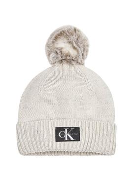 Gorro Calvin Klein Jeans Logo Glitter Beige Niña