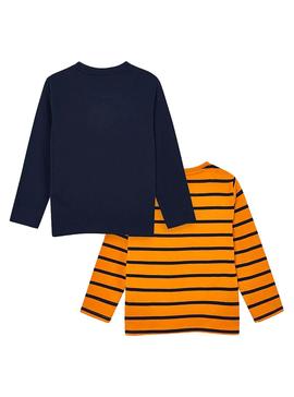 Camiseta Mayoral Set Azul y Naranja para Niño