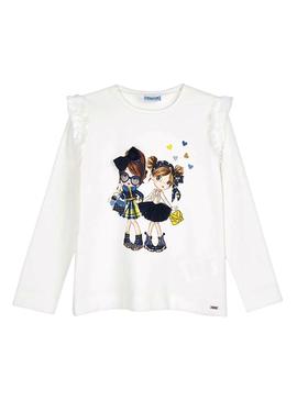 Camiseta Mayoral Muñecas Blanco para Niña