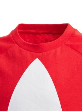 Camiseta Adidas Big Trefoil Rojo y Azul para Niño