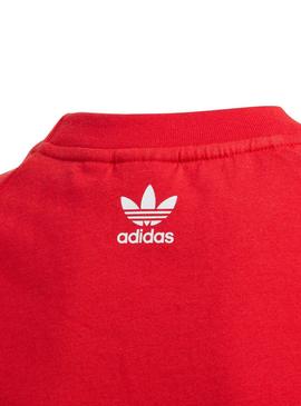 Camiseta Adidas Big Trefoil Rojo y Azul para Niño