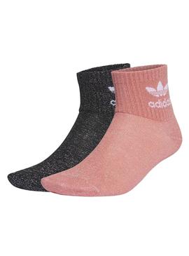 Calcetines Adidas Glitter Rosa y Negro para Niña