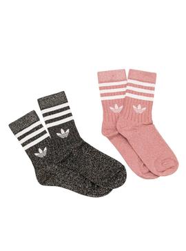 Calcetines Adidas Glitter Full Rosa y Negro Niña