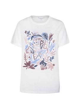 Camiseta Pepe Jeans Lilla Blanco para Mujer