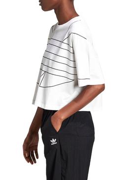 Camiseta Adidas Big Trefoil Crop Blanco para Mujer