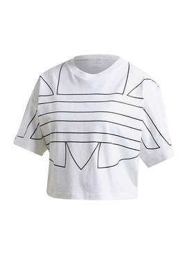 Camiseta Adidas Big Trefoil Crop Blanco para Mujer